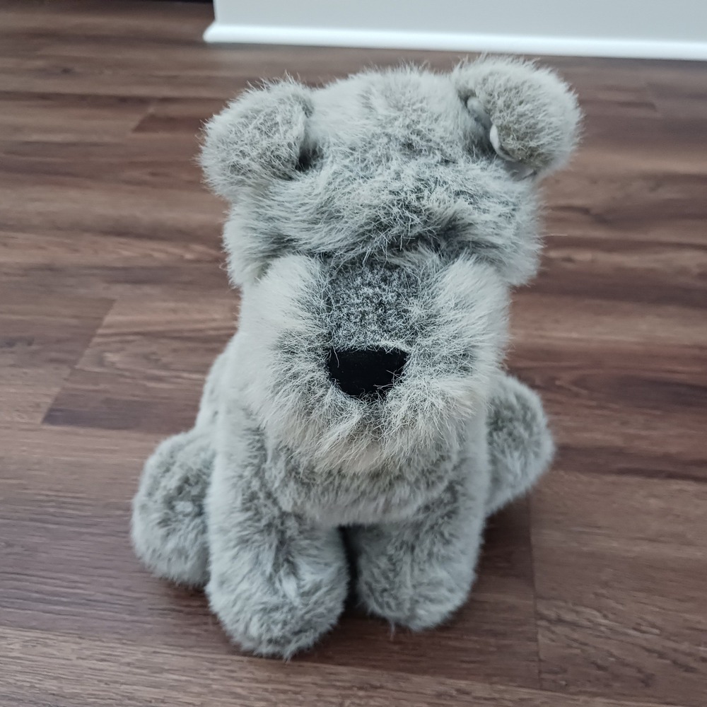 Vintage 1988 Dakin Soft Classics Grey Schnauzer Dog Plush Shaggy Terrier Stuffed
